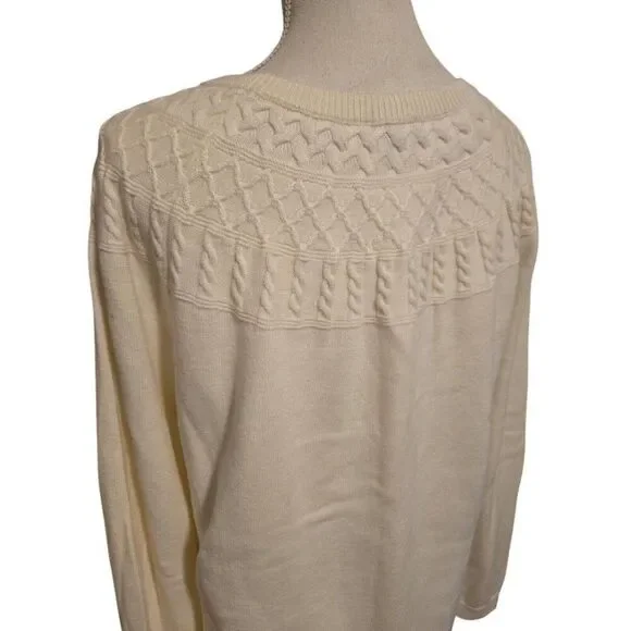 Talbots Cashmere blend Cream Scoop Neck Sweater Size XL casual - Picture 2 of 9